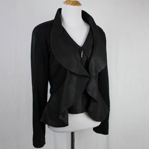 Etcetera Black Ruffle Zip Blazer 4